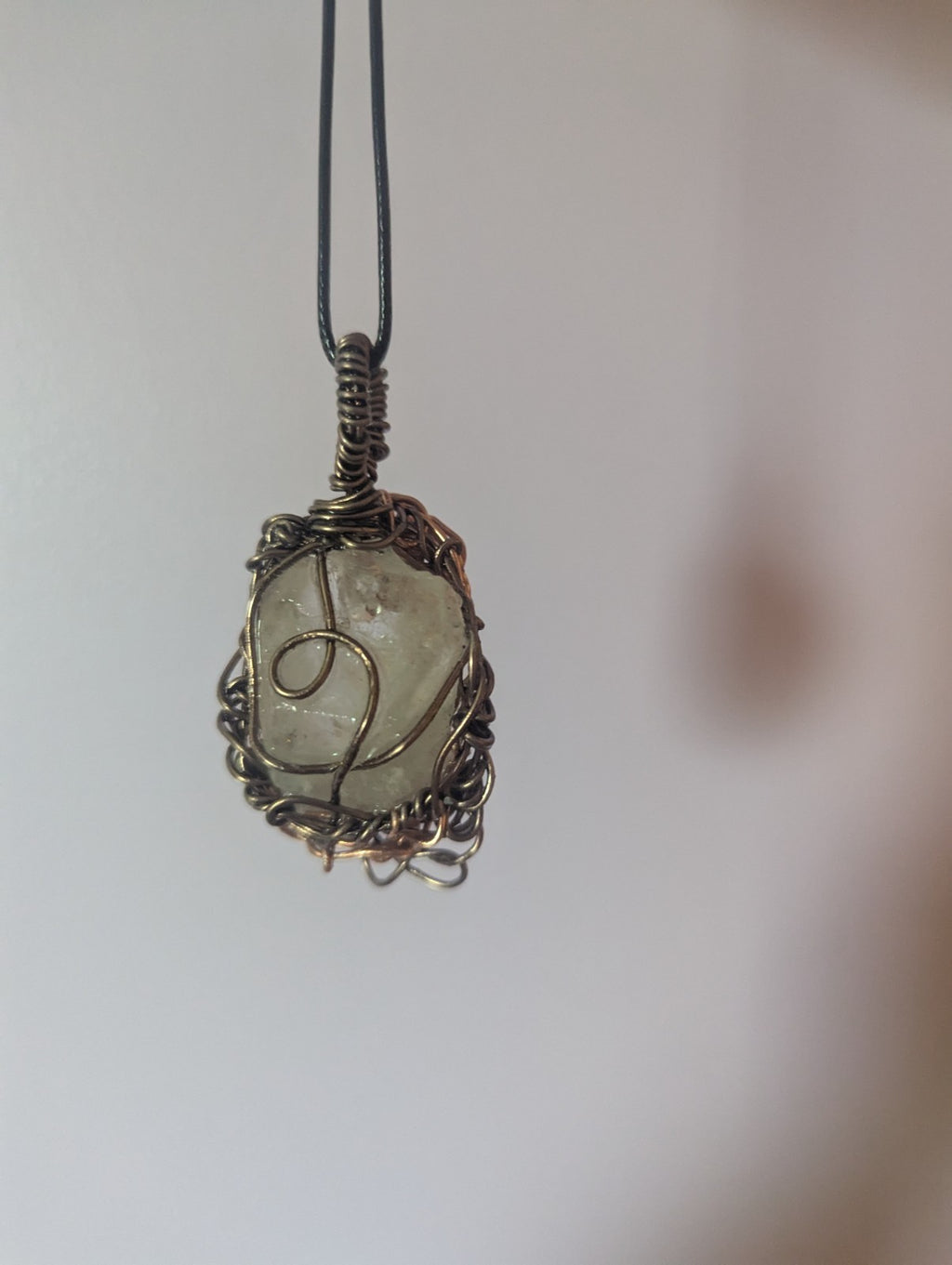 Clear Quartz Wire Necklace with Metal Rose for Everlasting Love and Prosperity