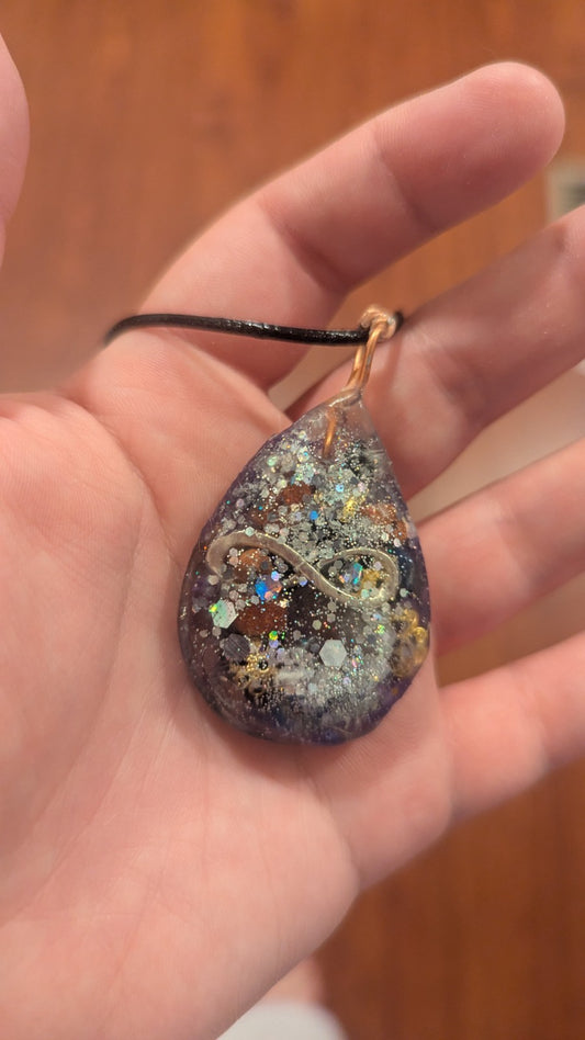 Lapis And Goldstone, Infinity, Handmade Orgonite Necklace | Crystal Arborist