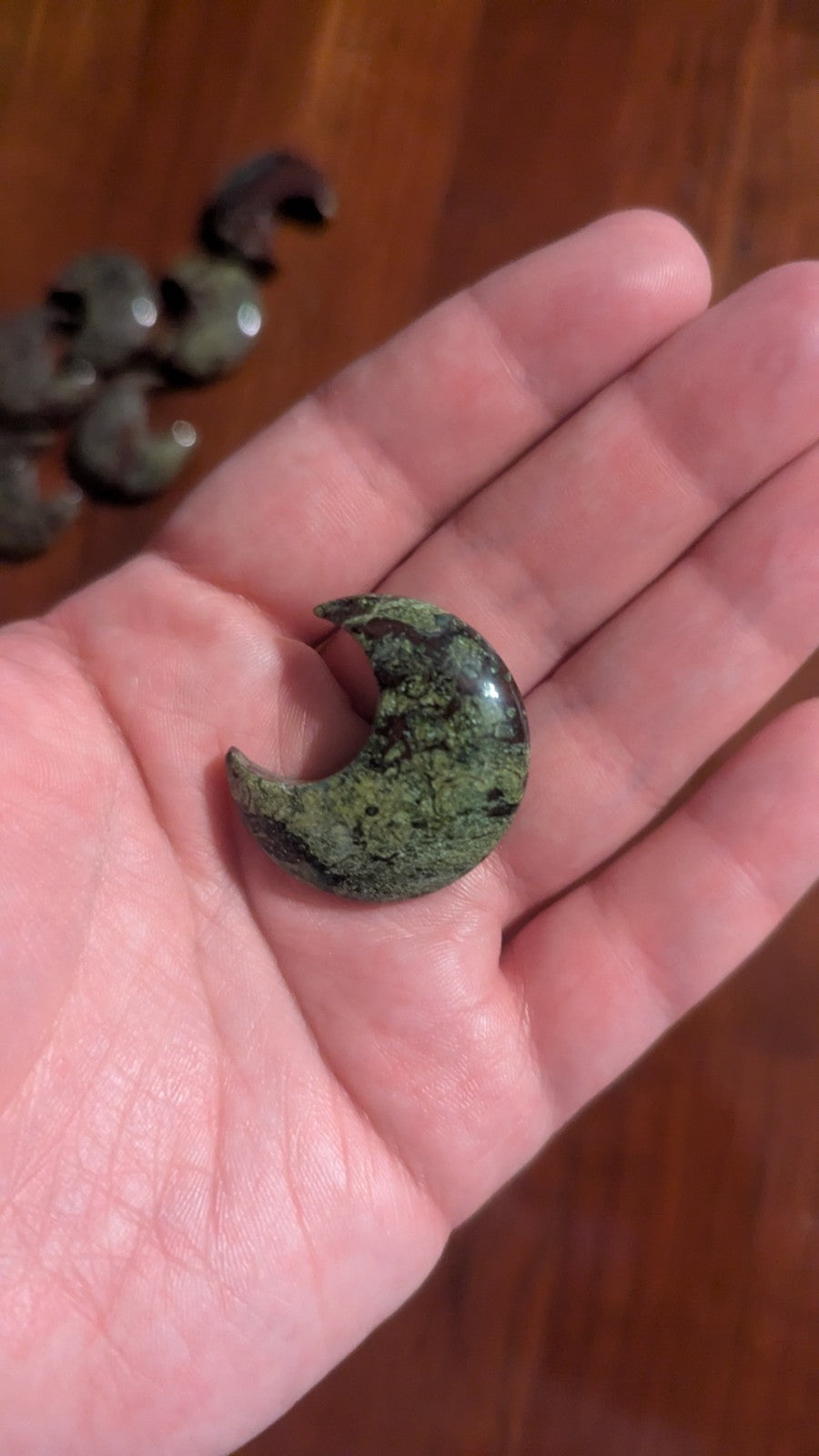 Natural Dragon Blood Jasper  Carved Moon, Crystal, Reiki, Healing, gift