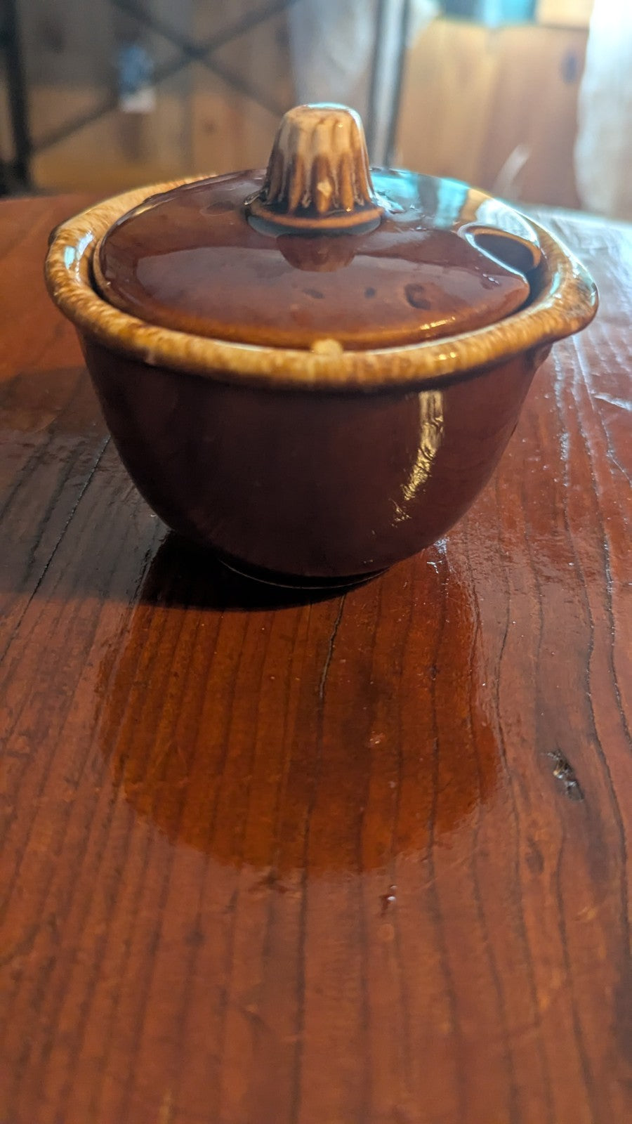 Brown 'hull USA' Ovenproof Container,  soufflé, Creamer Jar?
