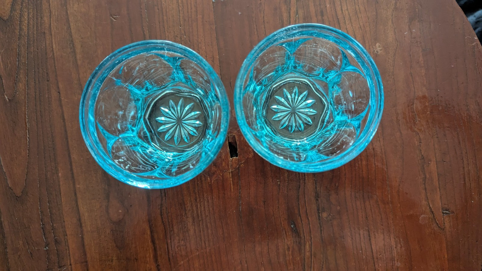 Light Blue Glass, Pair Of Vintage Drinking Or Ice cream Glasses