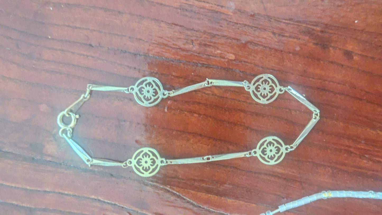 Vintage Bracelets, Two Avon, One Unbranded & Beaded, Gold Tone, White Beads | Crystal Arborist