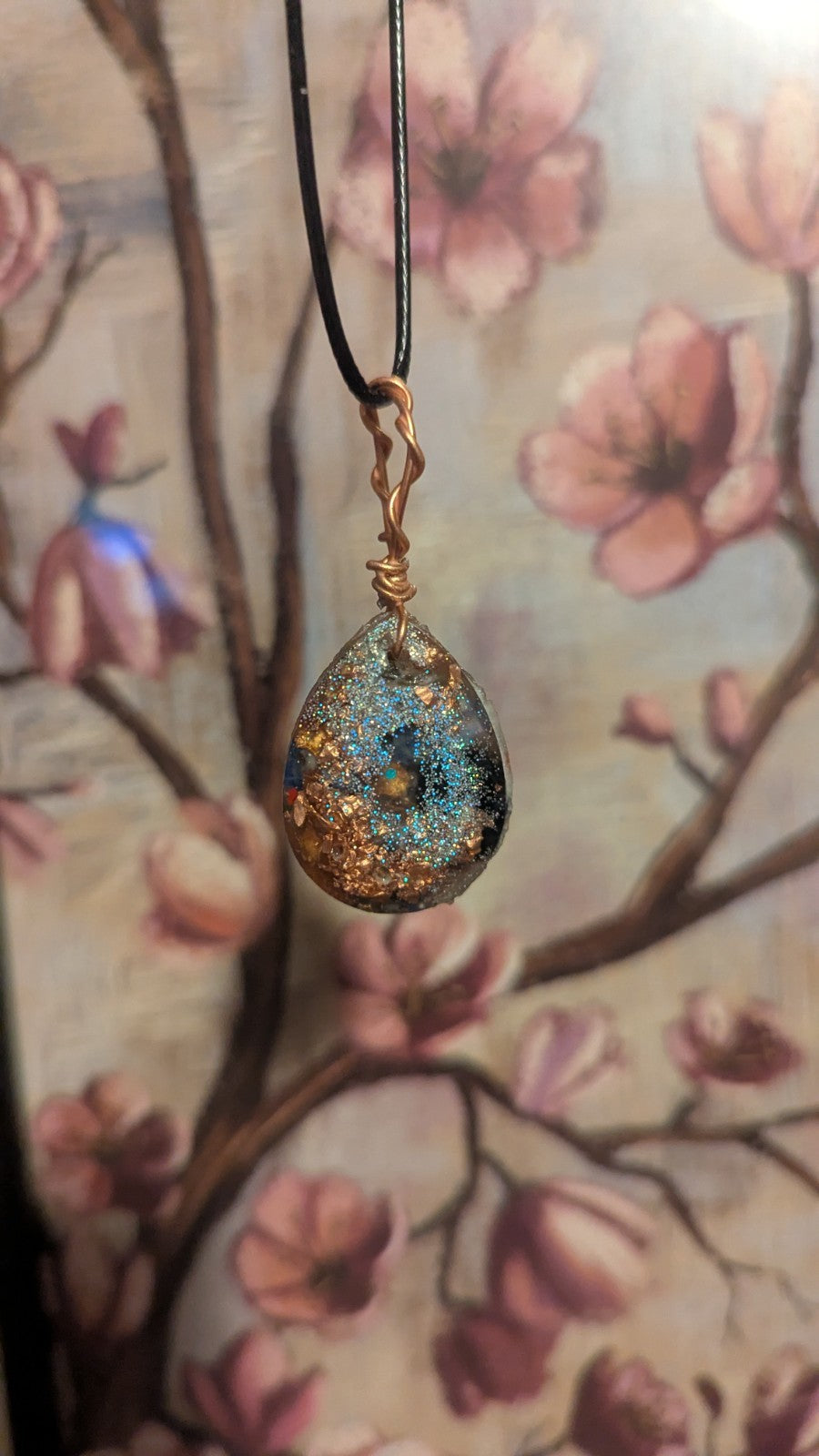 Lapis and Goldstone, Hamsa, Handmade Orgonite Necklace
