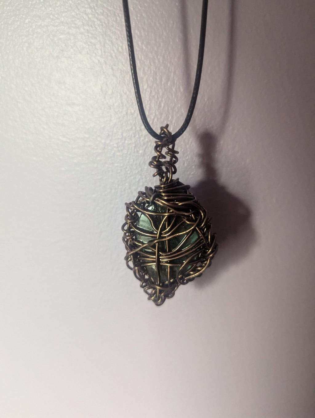 Shining Handcrafted Labradorite Leaf Wirewrapped Necklace