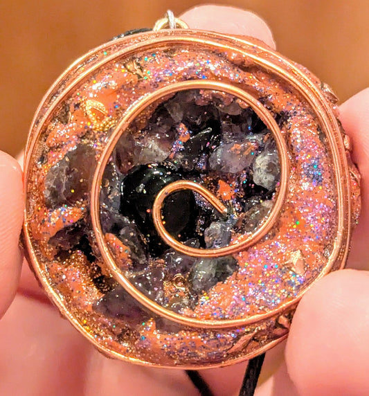 Amethyst Cave Orgonite Necklace For Protection and Peace | Crystal Arborist