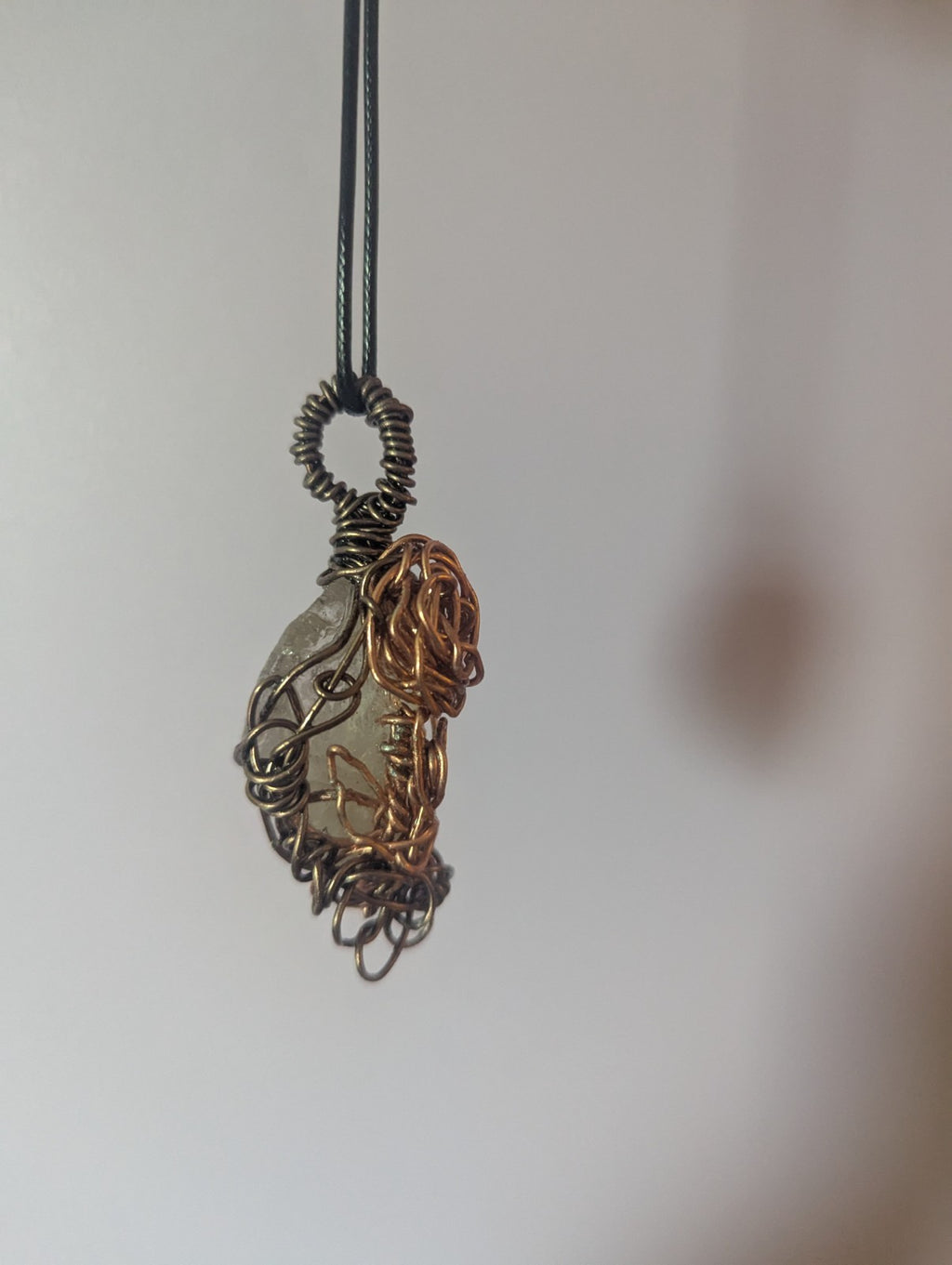 Clear Quartz Wire Necklace with Metal Rose for Everlasting Love and Prosperity