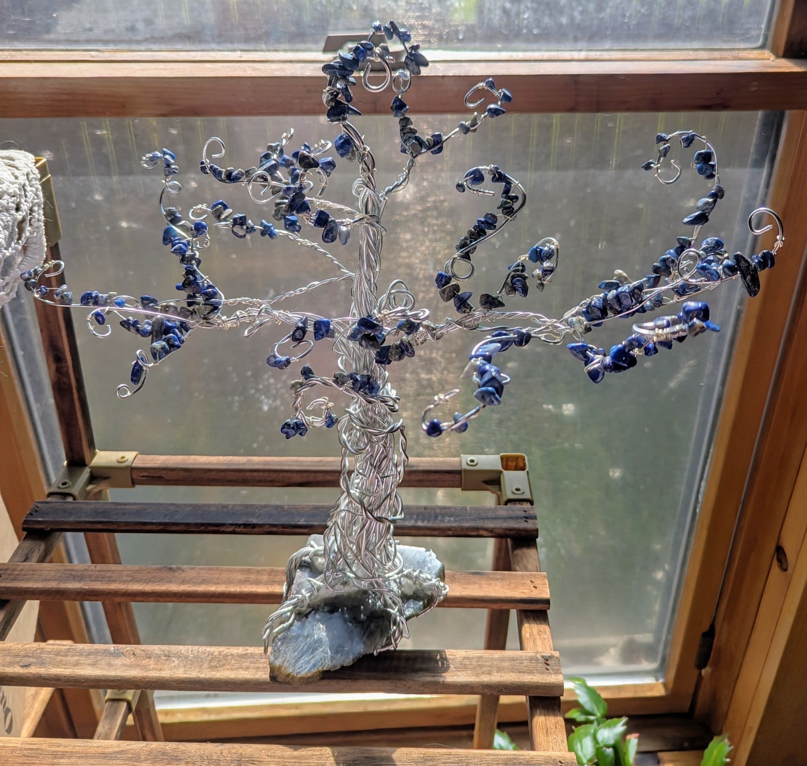 Lapis & Labradorite Gemstone Tree: Wire Art for Protection & Intuition, Reiki