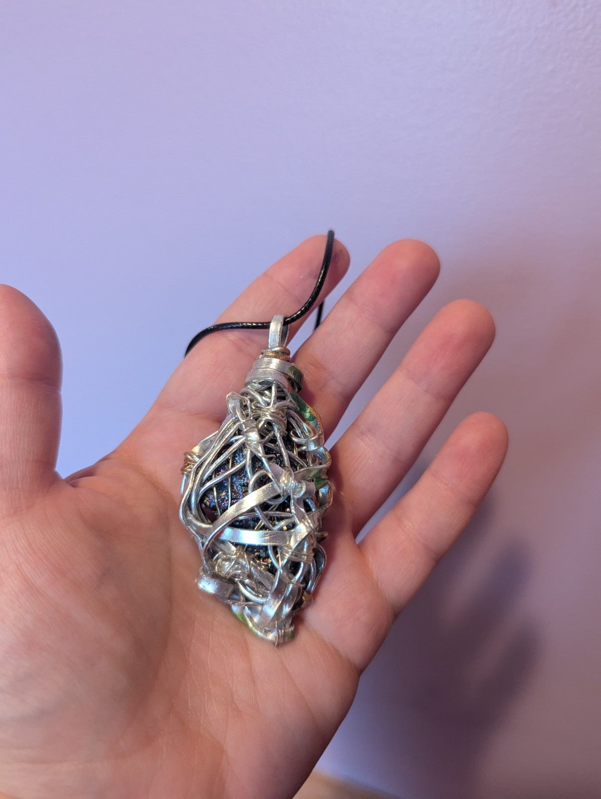 Rainbow Kyanite Painted Wire Necklace For Protection and Balance | Crystal Arborist