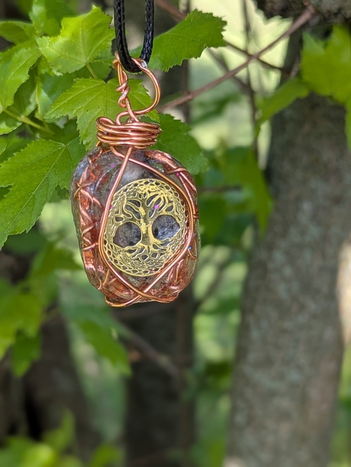 Sodalite Wire and Resin Pendant for Inner Peace and Intuition