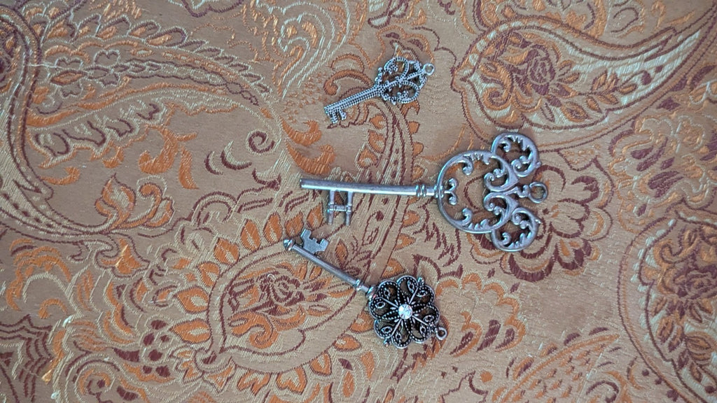 Vintage Pendants, Lot Of 3, Keys, One Disney
