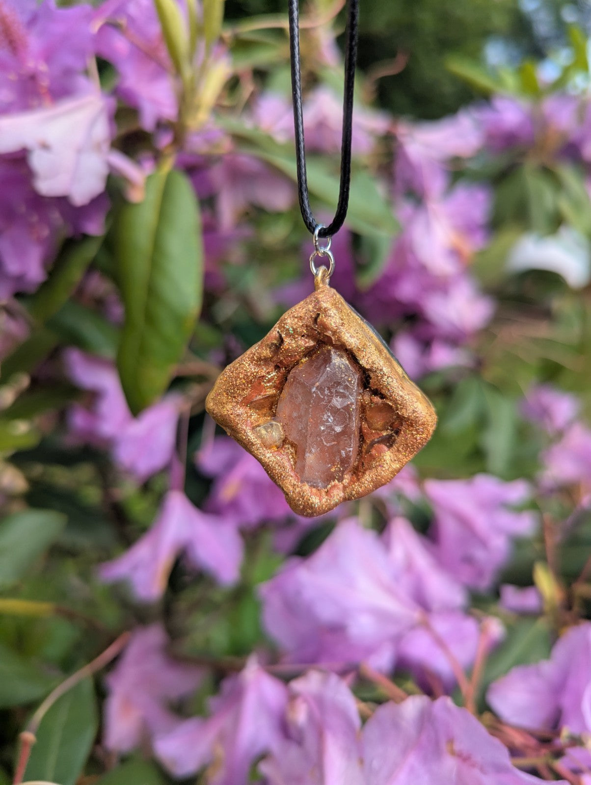 Clear Quartz and Citrine Orgonite Pendant for Success and Positivity | Crystal Arborist