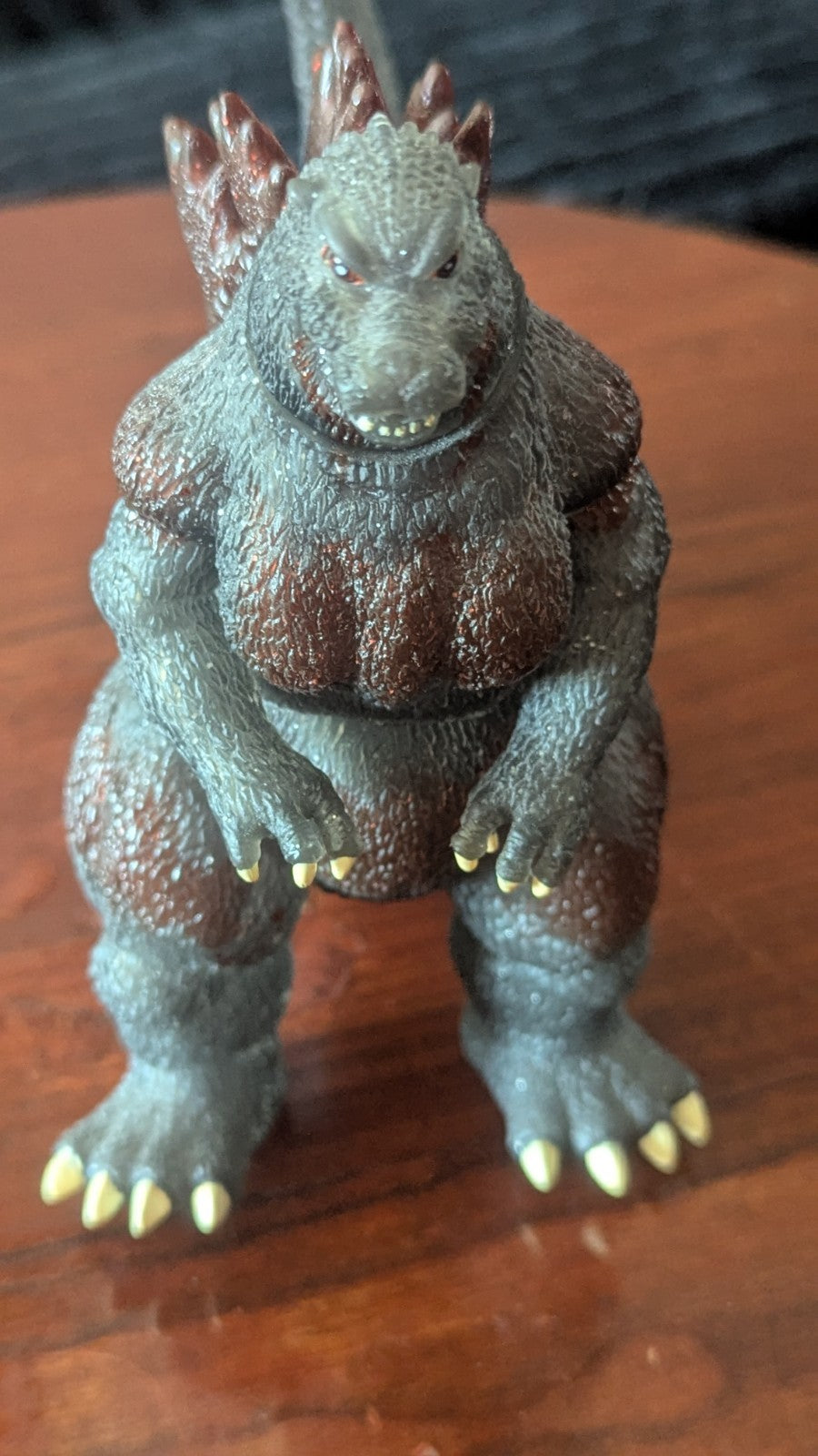 Godzilla Figure, Glitter And Red Back Spikes, Vintage, Burning Godzilla?