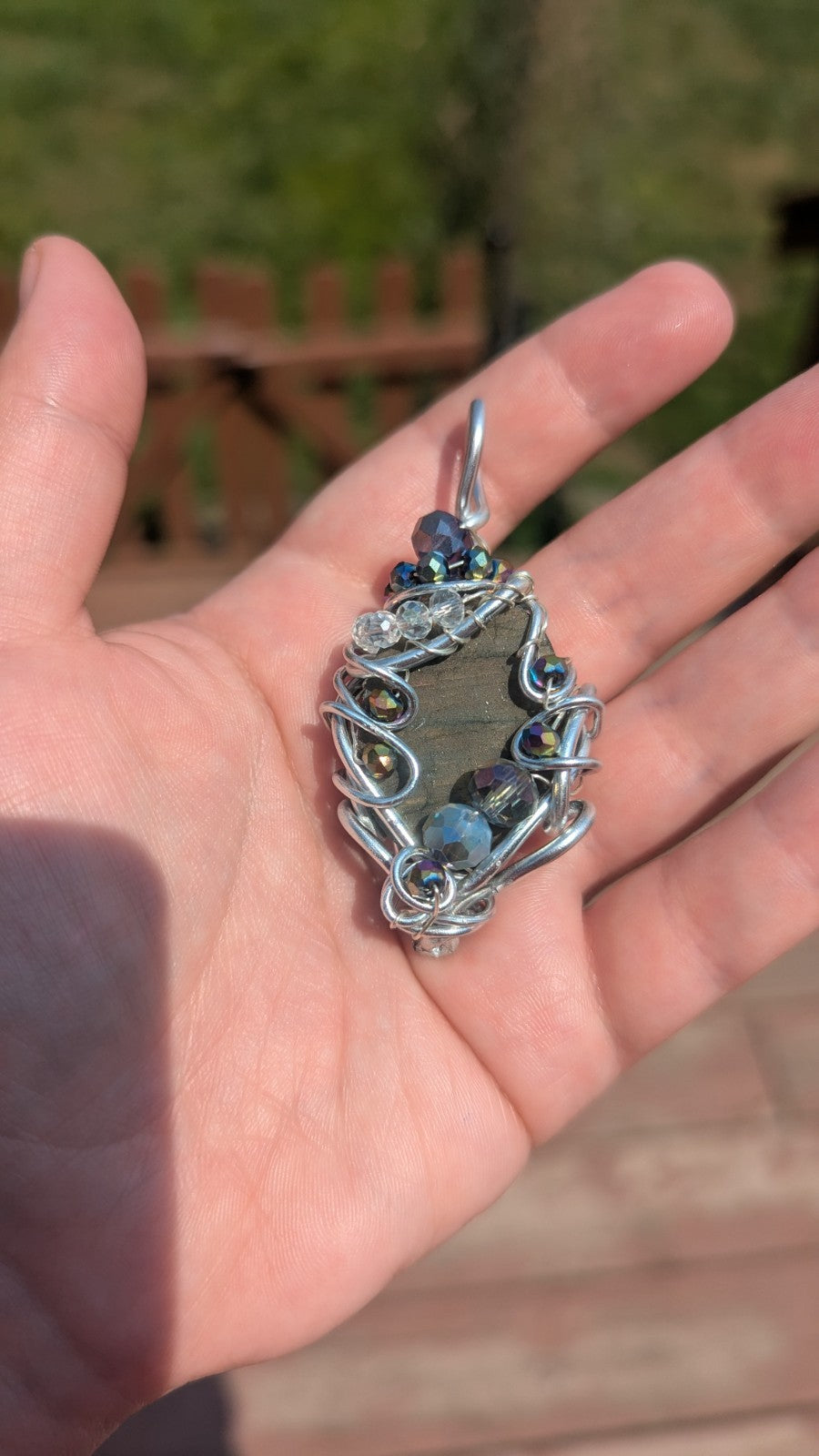 Labradorite Handmade Necklace With Glass Beads