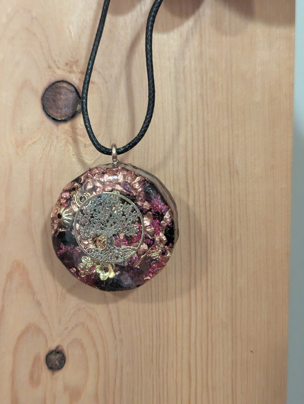 Purple&Maroon Rose Quartz and Garnet Orgonite Necklace for Love and Protection