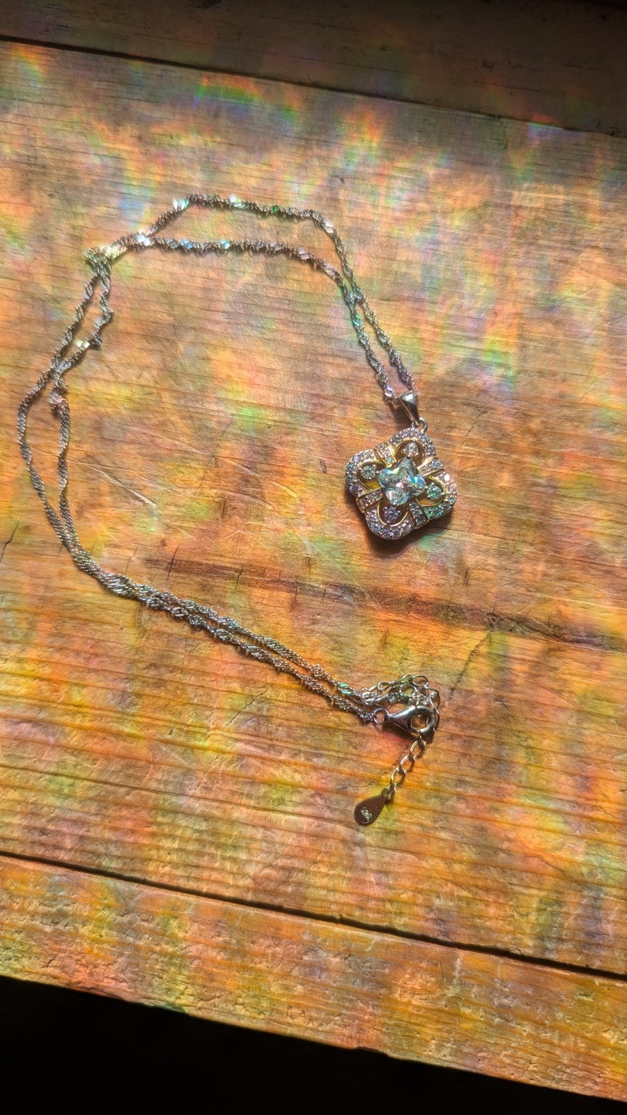 Sterling Silver Unknown Gemstone Necklace- 6 Grams- Vintage Estate Find