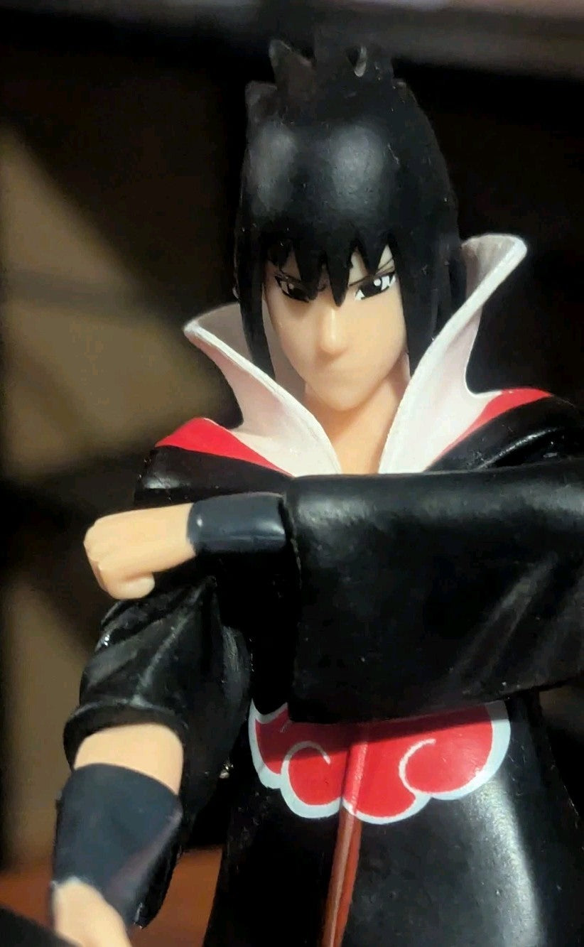 Sasuke Uchiha,  Anime Figure  In Akatsuki Cloak, Naruto Shippuden, Collectible | Crystal Arborist