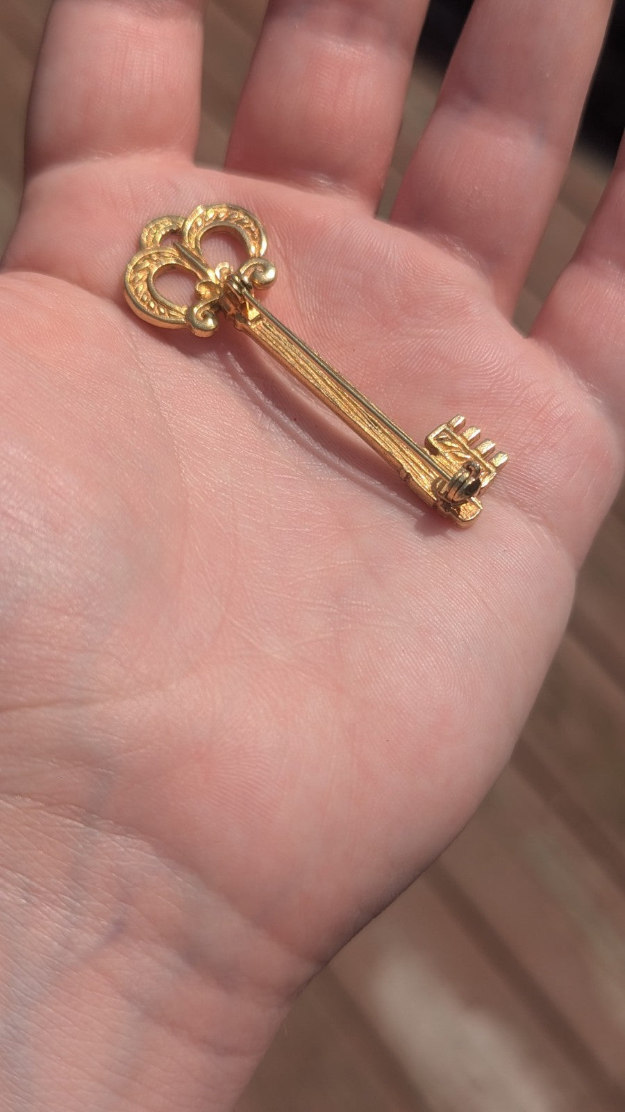 Vintage Gold Key Pin, Wearable