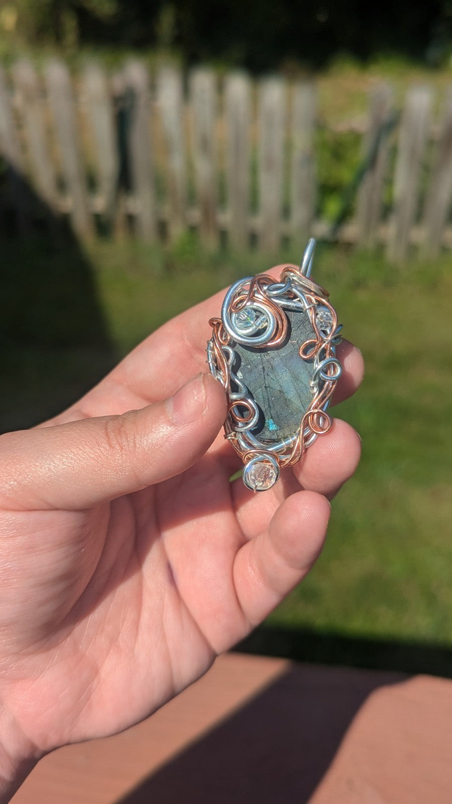 Lovely Labradorite Druzy Necklace, Handmade Wirewrapped Pendant