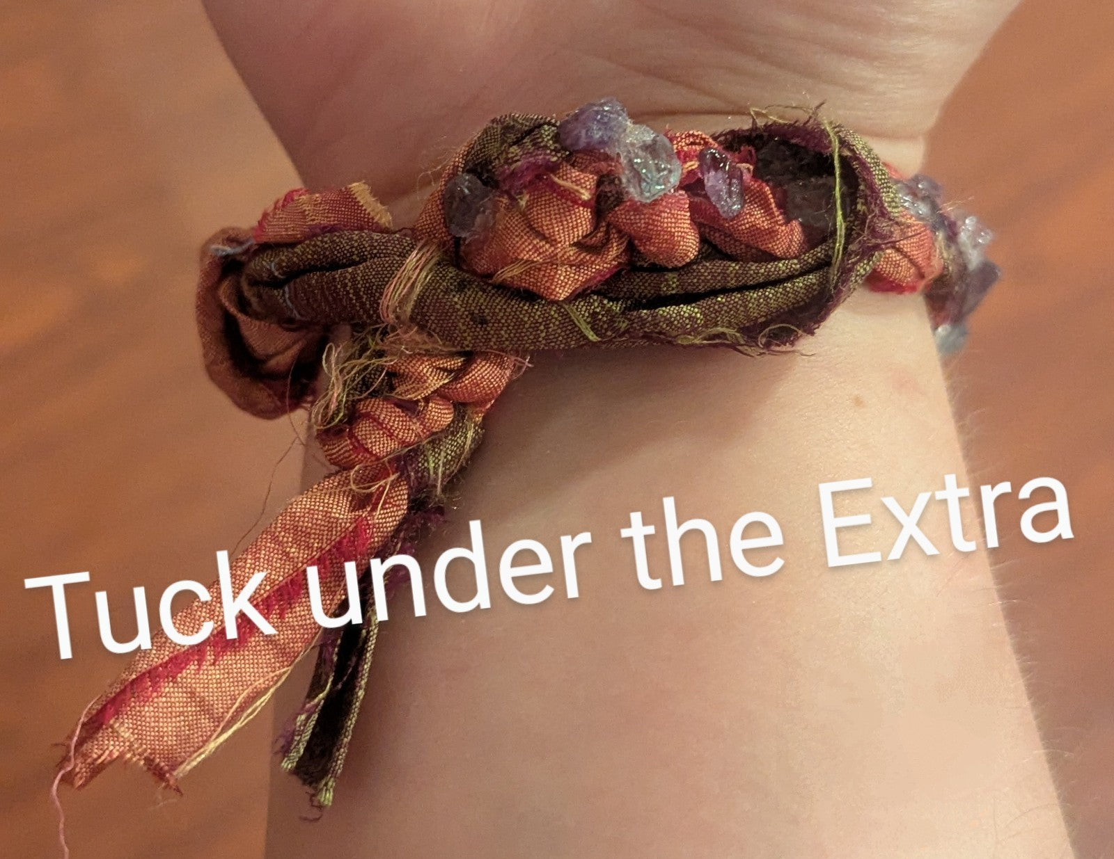 Aquamarine and Amethyst Sari Silk Braided Bracelet
