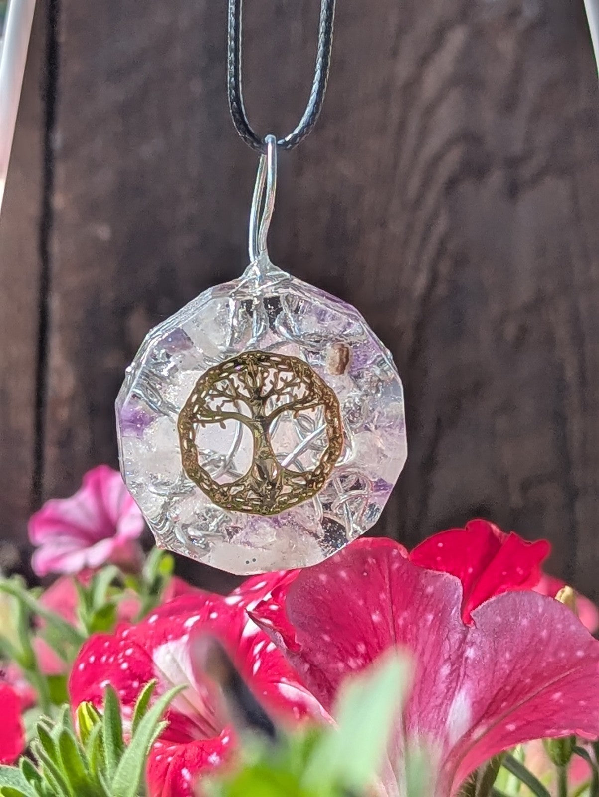Rose Quartz and Amethyst Star Orgonite Necklace, for Peace and Love