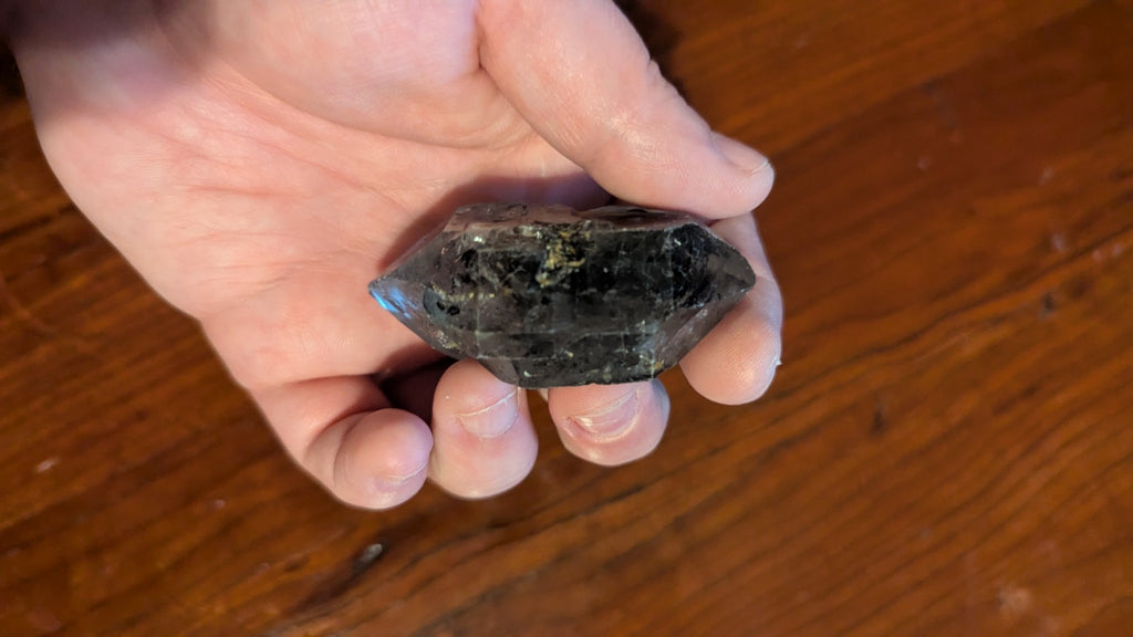 Original ore Herkimer Enhydro Crystal Cluster Gem&two Moving water droplets 65g