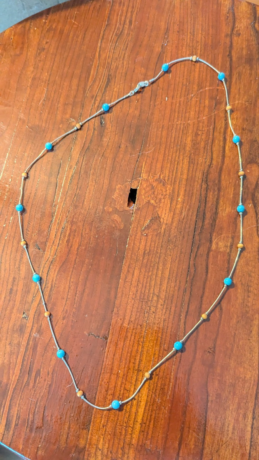 Vintage Turquoise And Wooden Beads Necklace