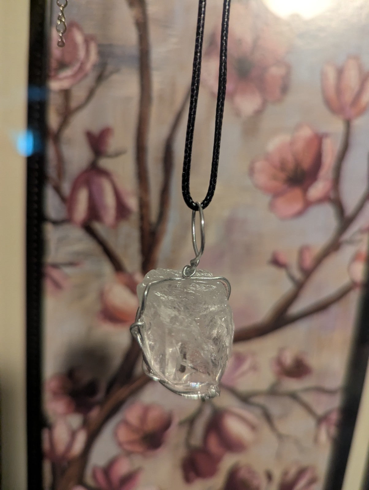 Minimalist Clear Quartz Necklace, Point Facing Downward, Reiki, Handmade