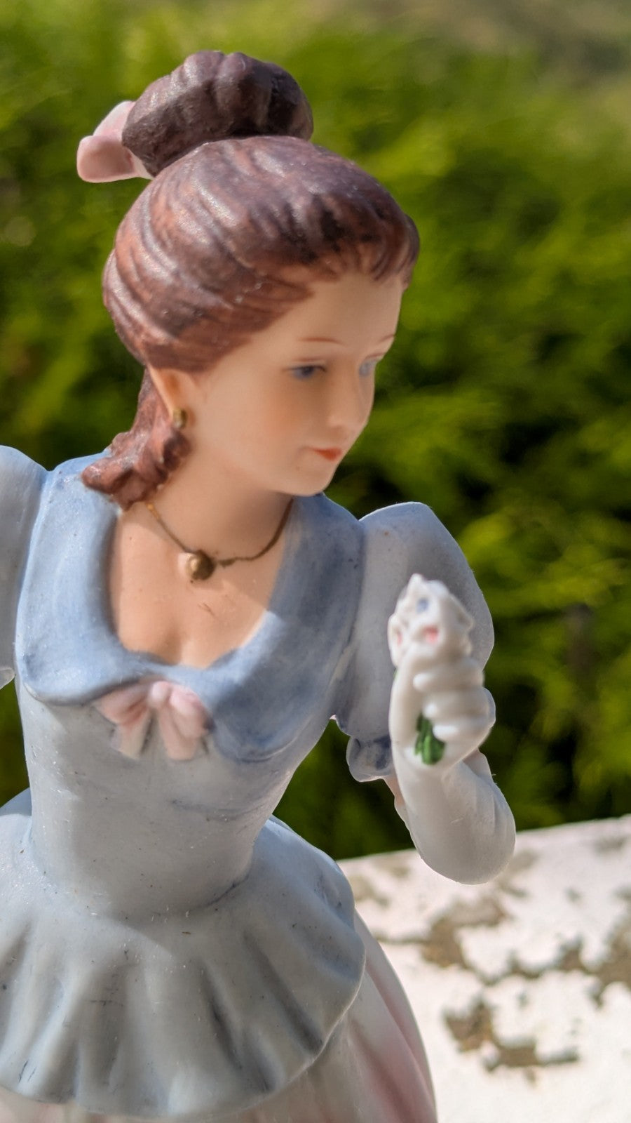 Victorian Lady Statuette, With Hat and Flower, Vintage 