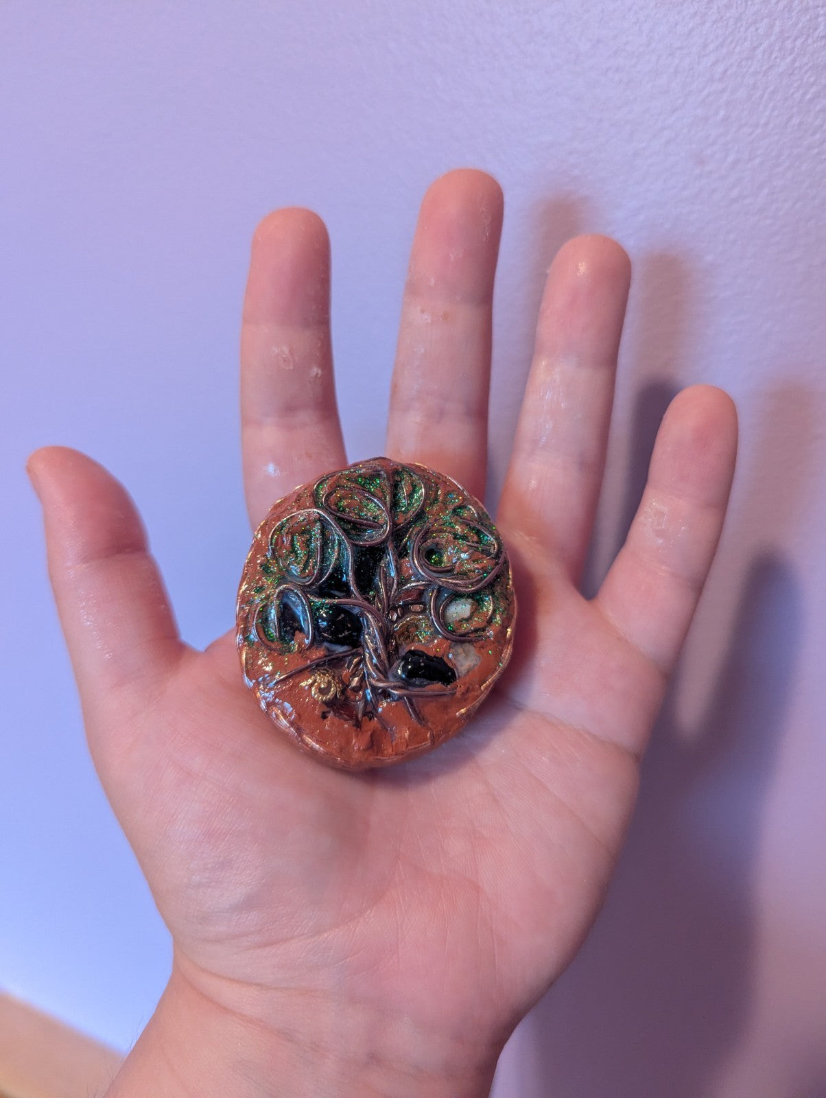 Green Tree of Life Orgonite for Protection, Grounding, and Emotional Balance