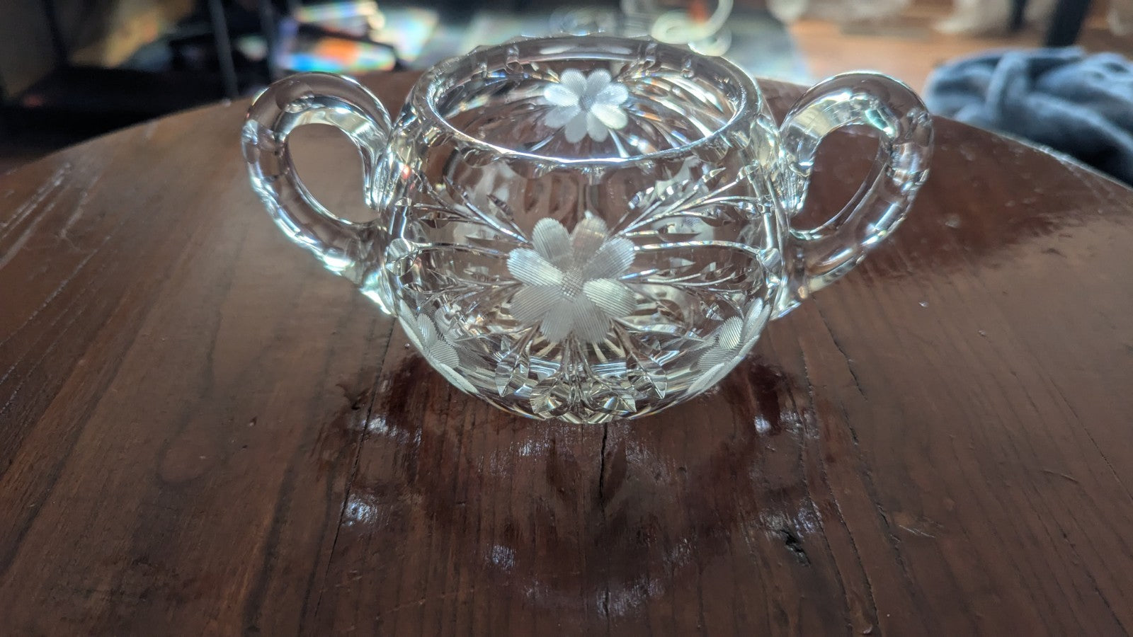 Vintage Crystalline Heavy Dish, Floral, Candy or Party Dish, Centerpiece, Gift