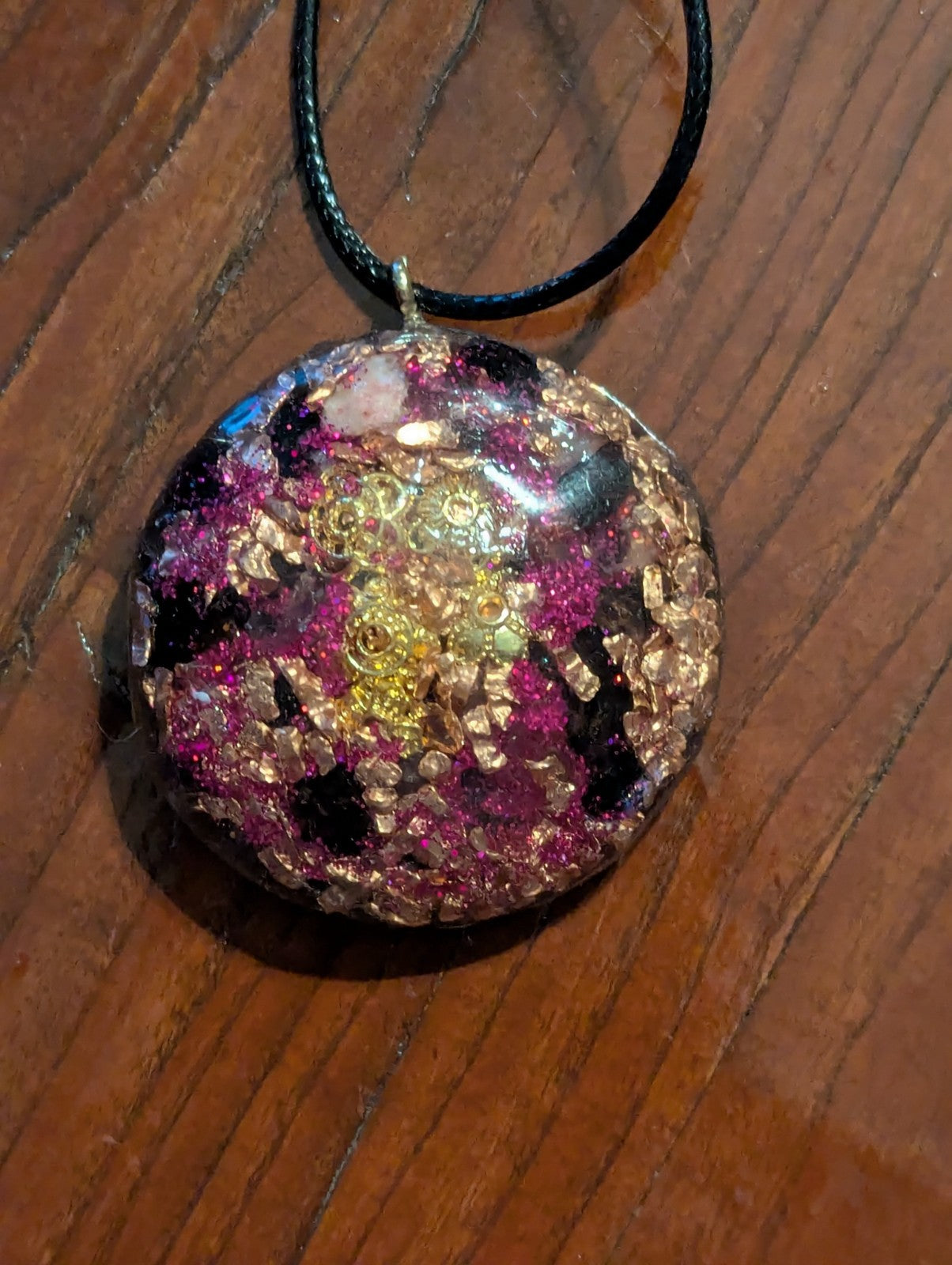 Bright Pink Rose Quartz and Garnet Orgonite Necklace For Love and Protection