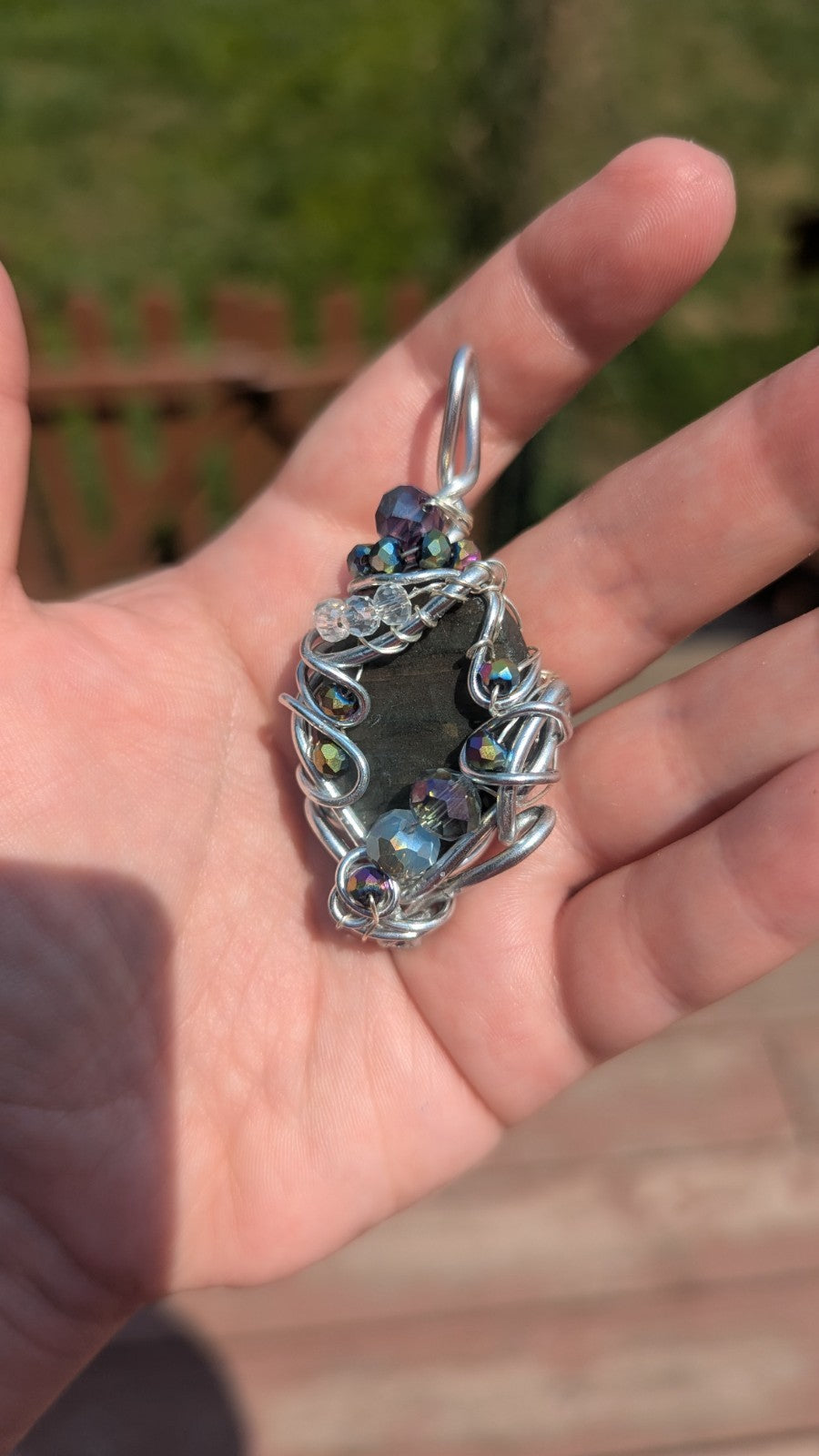 Labradorite Handmade Necklace With Glass Beads
