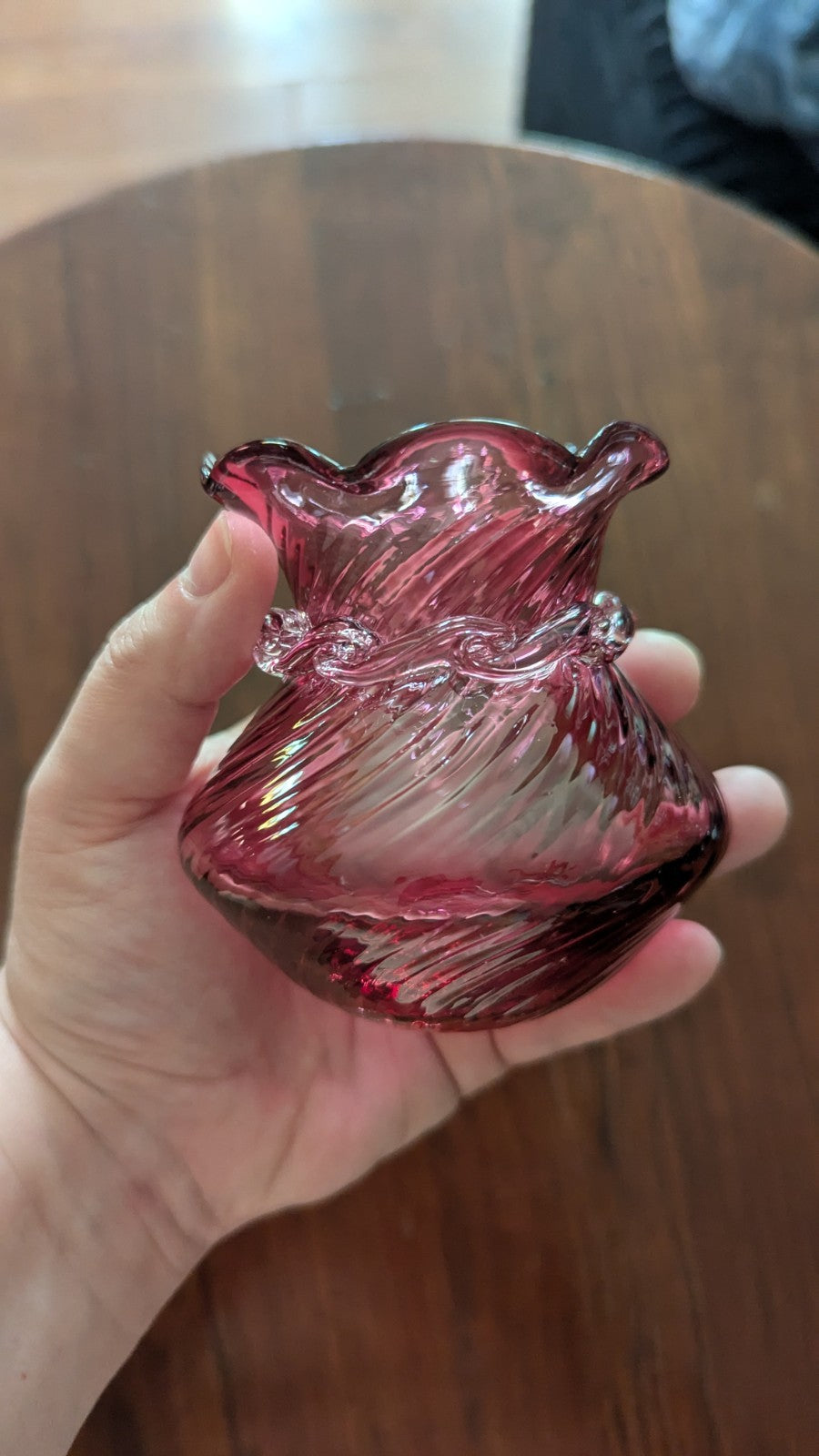 Small Vintage Pink Glass Vase