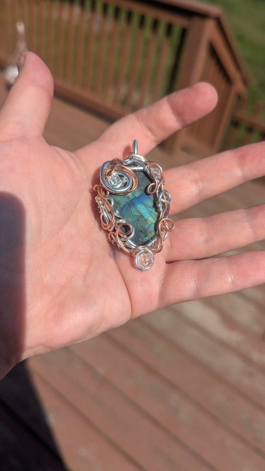 Lovely Labradorite Druzy Necklace, Handmade Wirewrapped Pendant