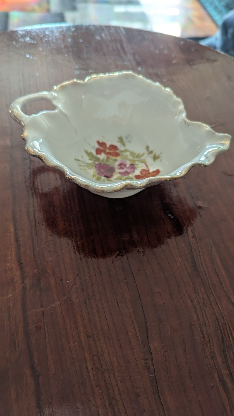 Vintage Gold Accented Leaf Shaped Gravy Serving Dish And Plate W/ Floral Design | Crystal Arborist