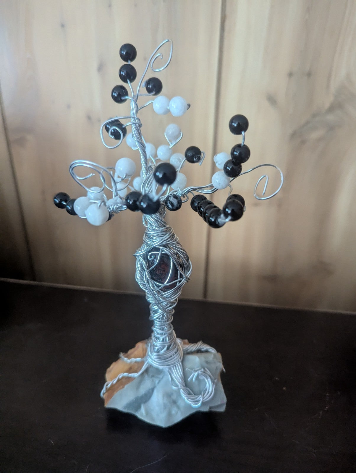 Small Moonstone, Onyx, and Mahogany Obsidian Tree, for Protection and Harmony