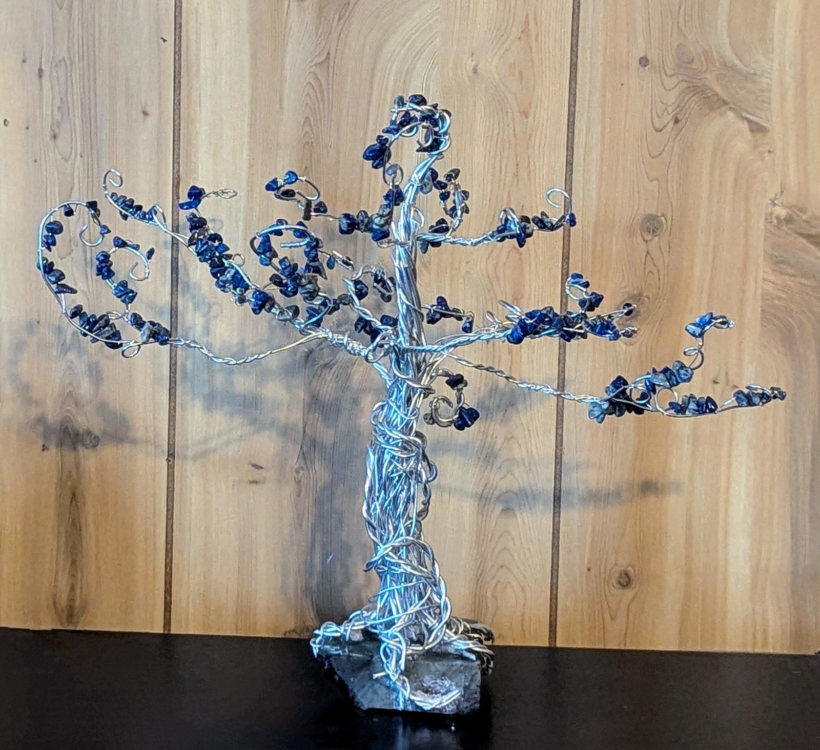 Lapis & Labradorite Gemstone Tree: Wire Art for Protection & Intuition, Reiki