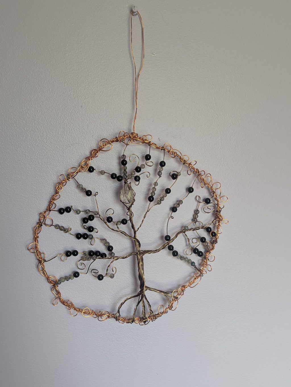 Black Onyx & Dragon Vein Agate Wall Decor For Luck, Balance, and Protection