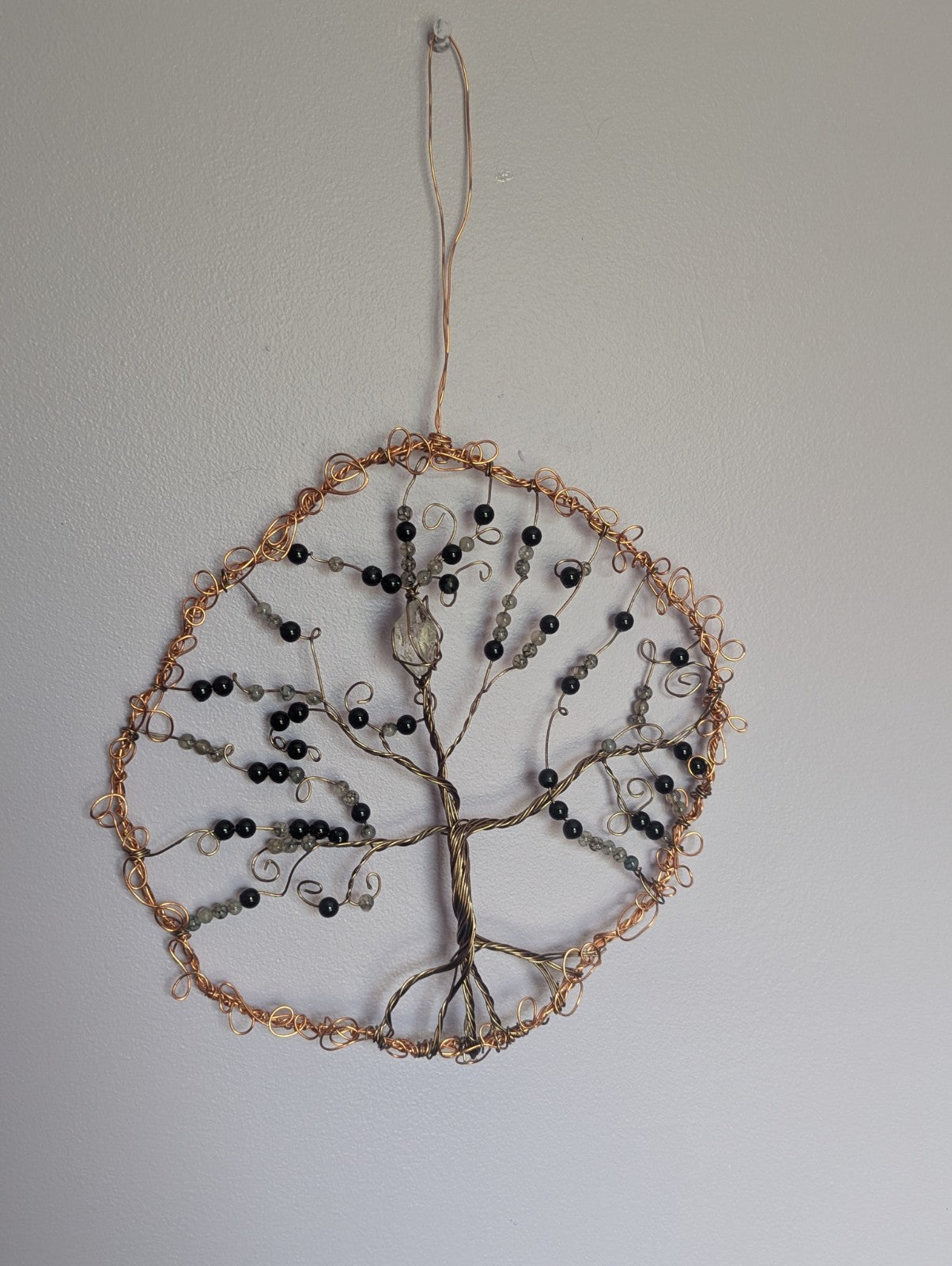 Black Onyx & Dragon Vein Agate Wall Decor For Luck, Balance, and Protection