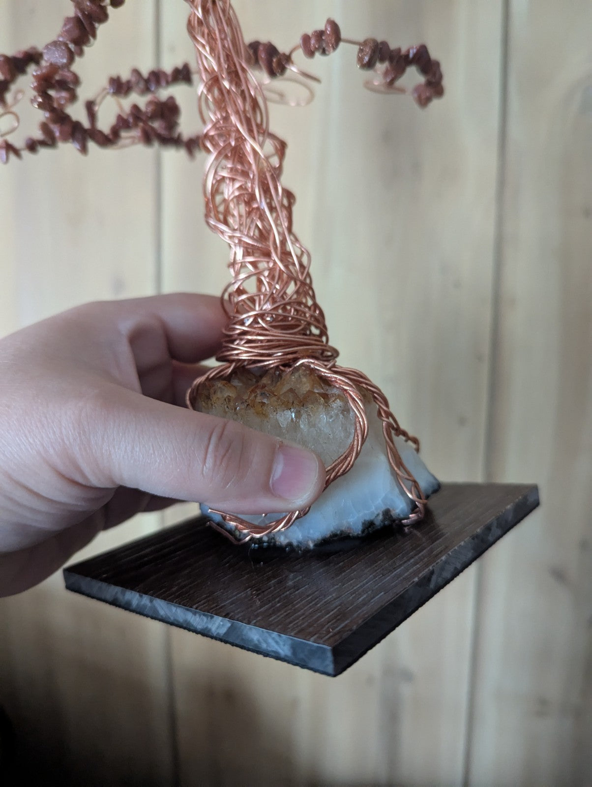 Citrine and Gold Sandstone Tree for Abundance and Emotional Well-being