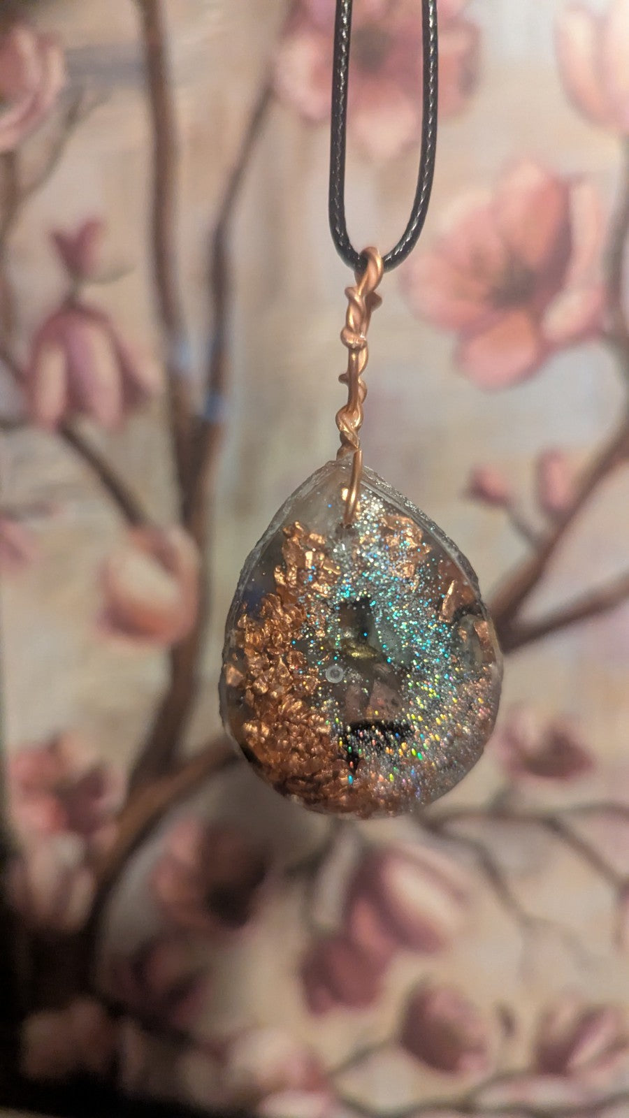 Lapis and Goldstone, Cat, Handmade Orgonite Necklace
