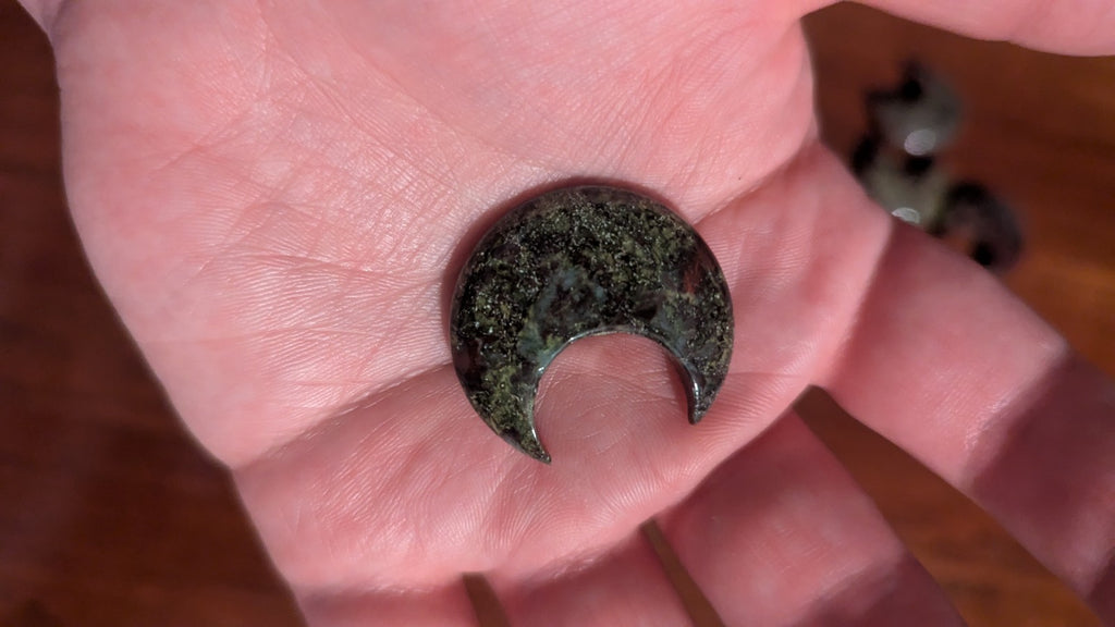 Natural Dragon Blood Jasper  Carved Moon, Crystal, Reiki, Healing, gift