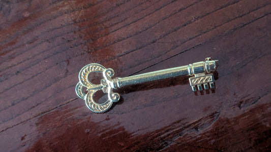 Vintage Gold Key Pin, Wearable | Crystal Arborist