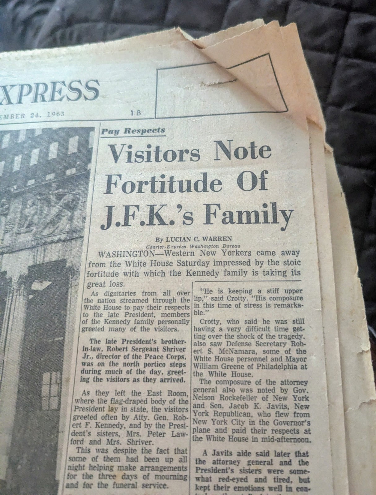 Vintage Buffalo Courier Express November 24, 1963 Newspaper, JFK Death