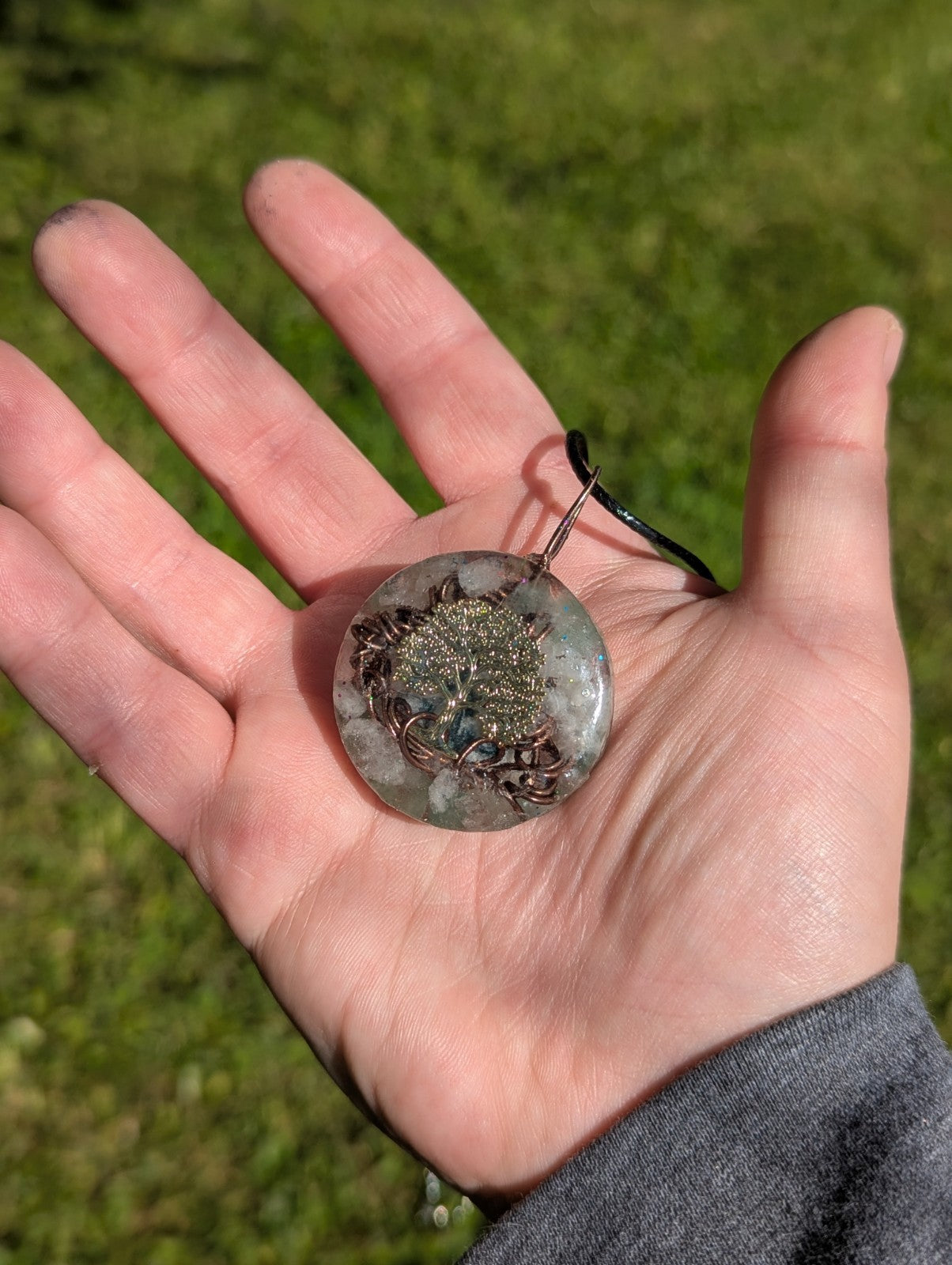 Moss Agate Gemstone Necklace, with Green Aventurine for Connection to Nature