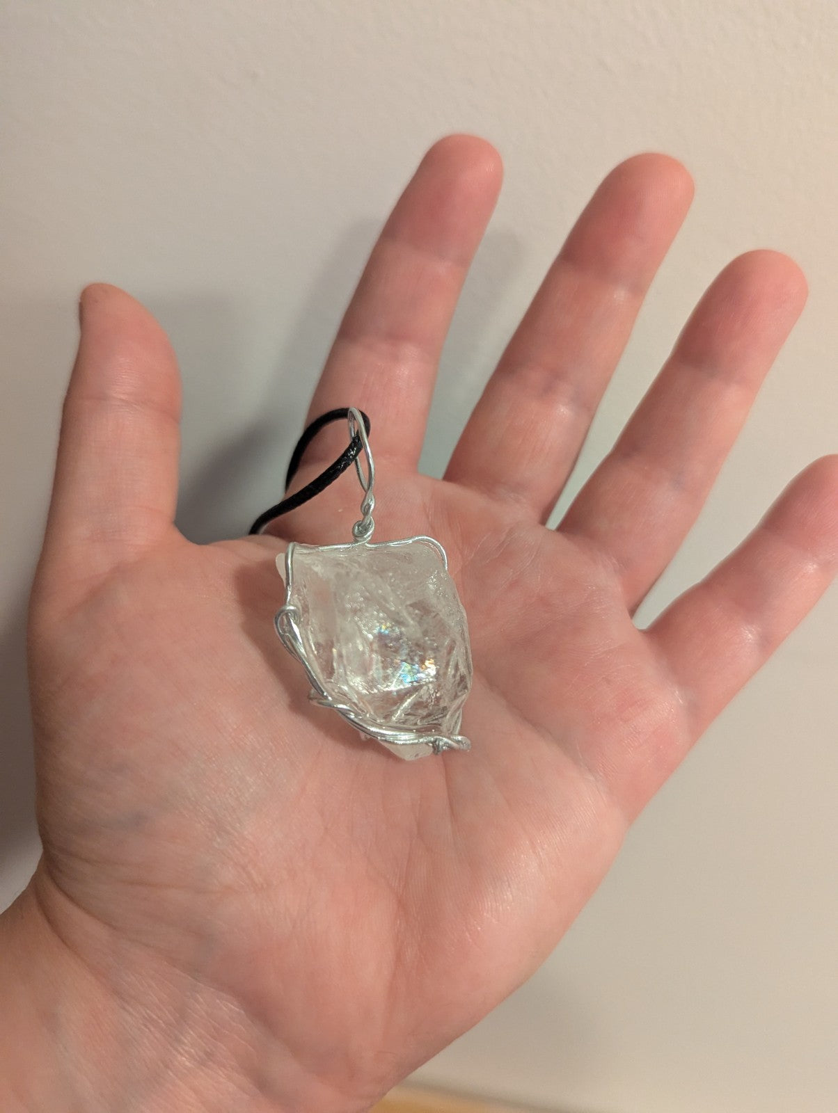 Minimalist Clear Quartz Necklace, Point Facing Downward, Reiki, Handmade