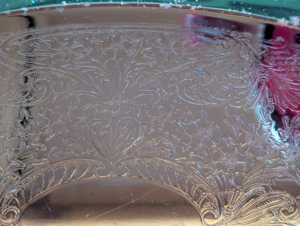 Vintage Silver Metal Serving Tray, Irvinware, Made in the USA