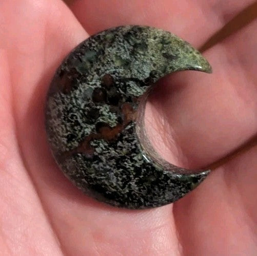 Natural Dragon Blood Jasper  Carved Moon, Crystal, Reiki, Healing, gift