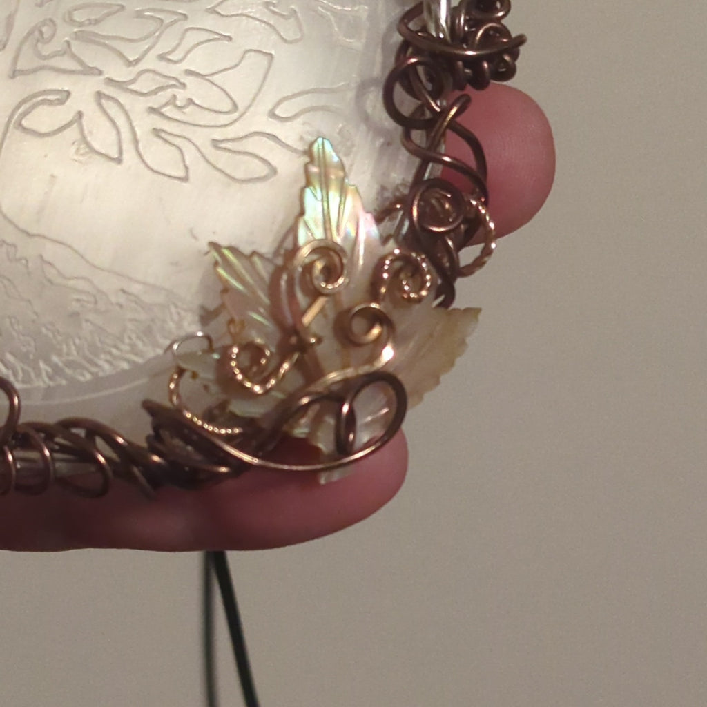 Selenite Crystal Wall Hanging/ Large Necklace, TreeDesign, Beautiful, Home Decor