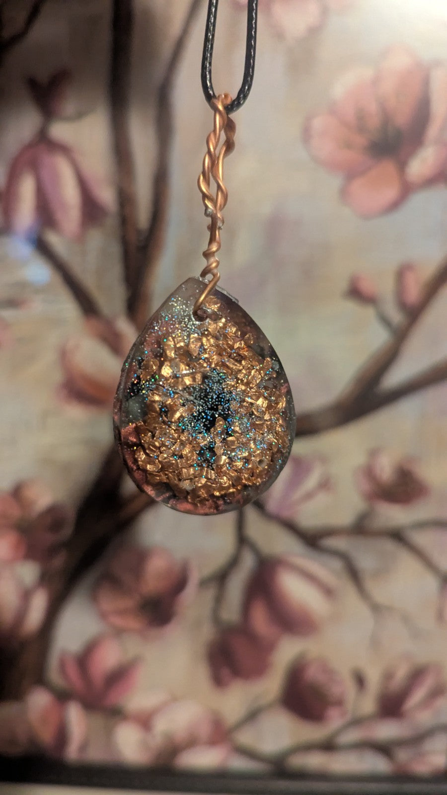 Lapis and Goldstone, Deer, Handmade Orgonite Necklace
